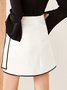 White Asymmetrical Casual Plain Mini Skirt With Belt